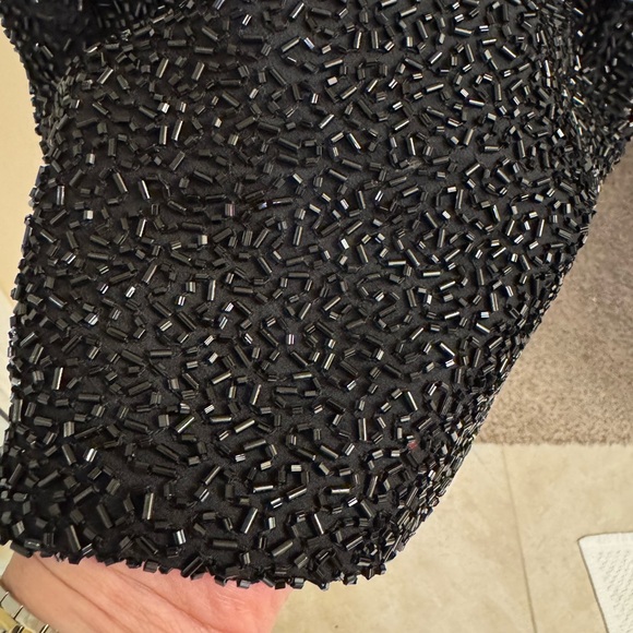 NWOT Cecily Brown Elegant Black Sequin Beaded Women's Top - Picture 2 of 6